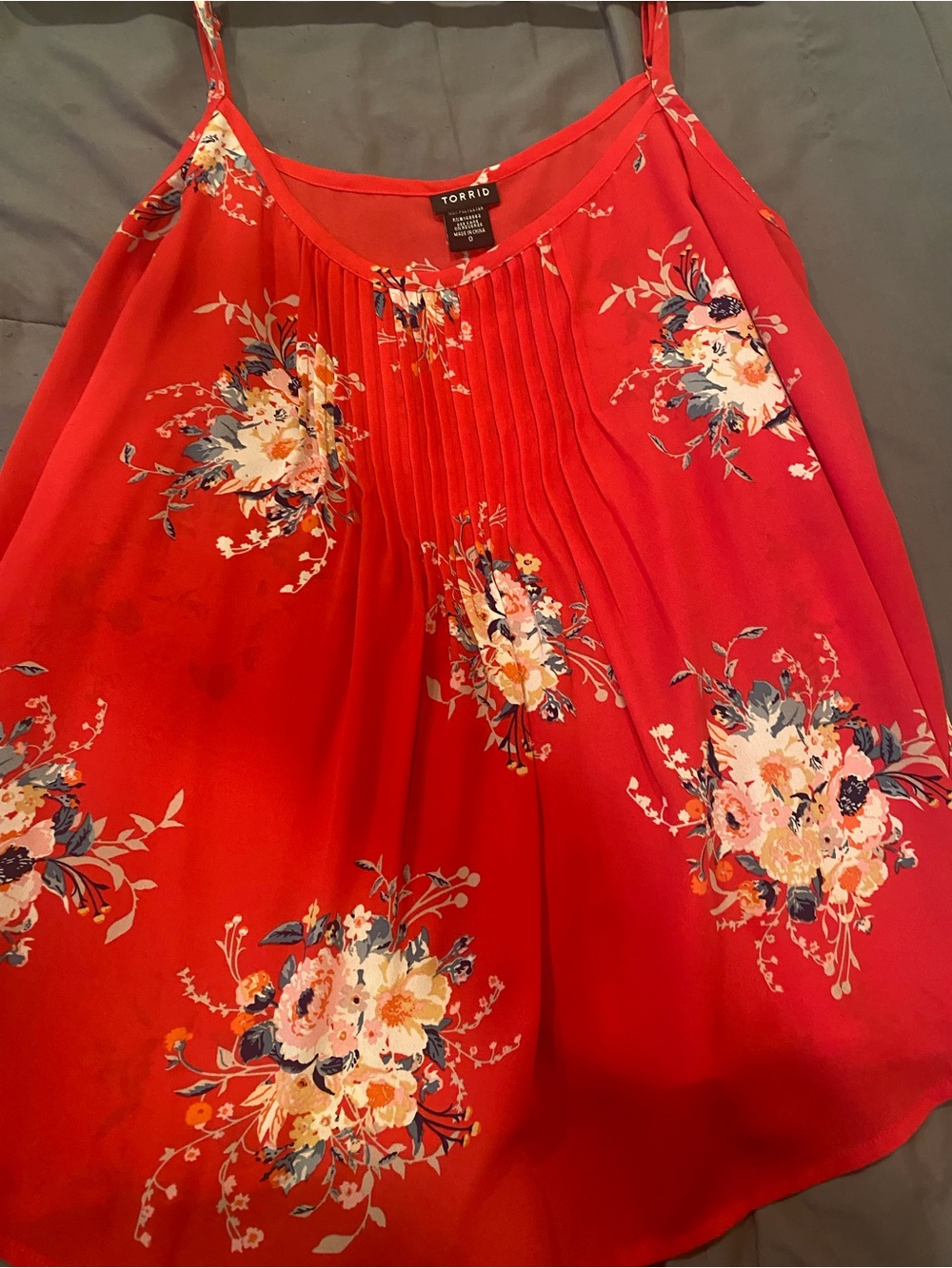 Torrid Bright Red Floral Pleated Cami
